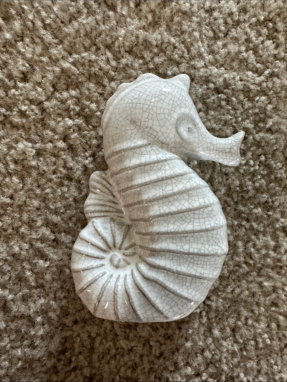 Crackle Glaze Seahorse Ceramic Accent
